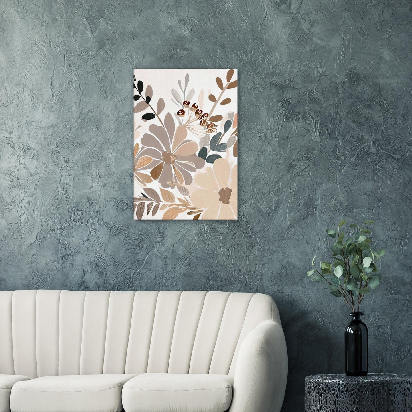 Boho Rustic Neutral Floral Wall Art