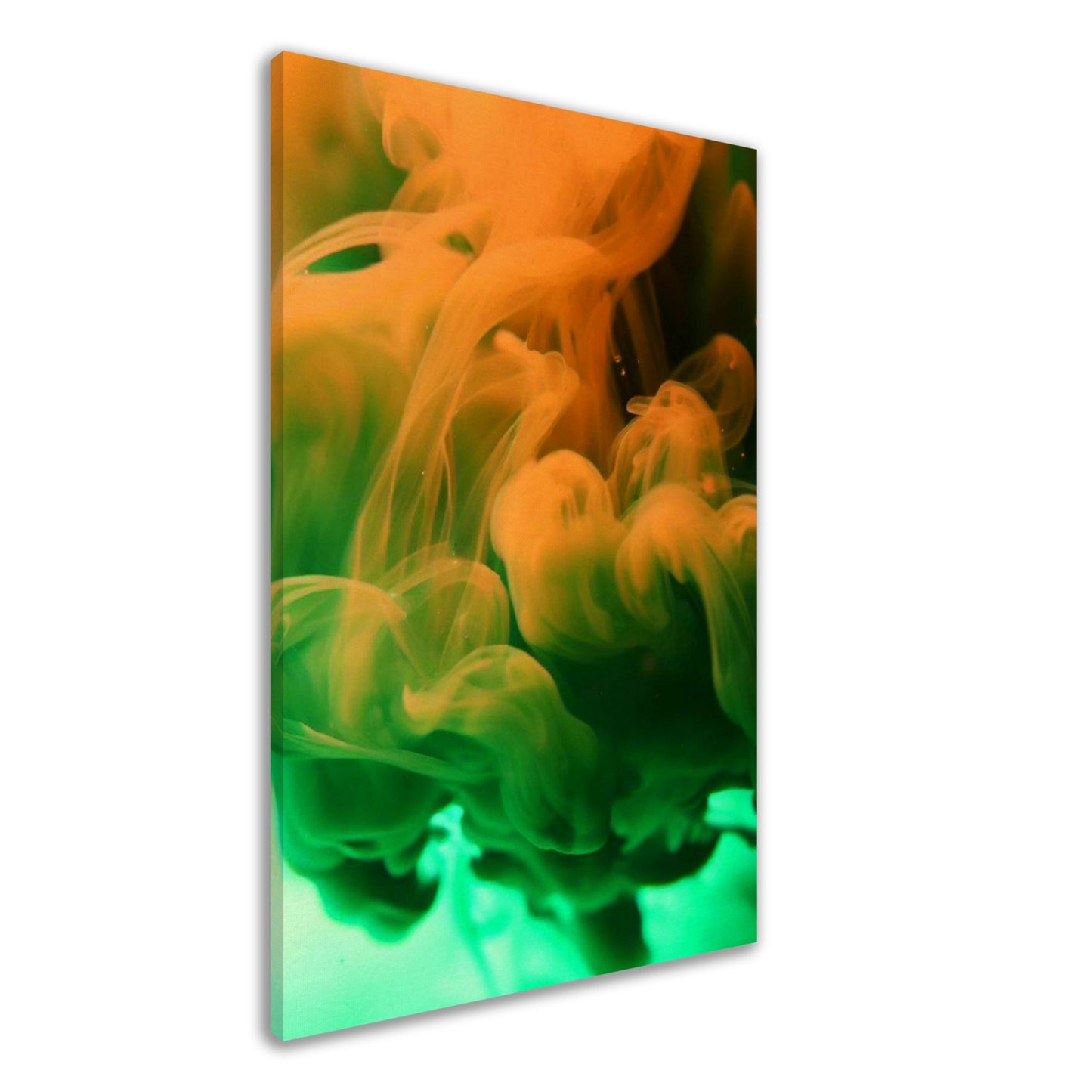 Green and Orange Ink In Water Wall Art