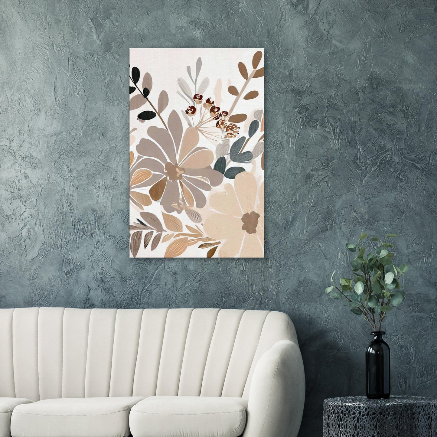 Boho Rustic Neutral Floral Wall Art