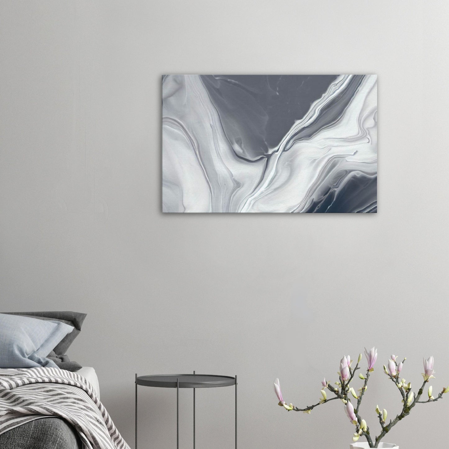 Abstract Grey & White Marble Wall Art