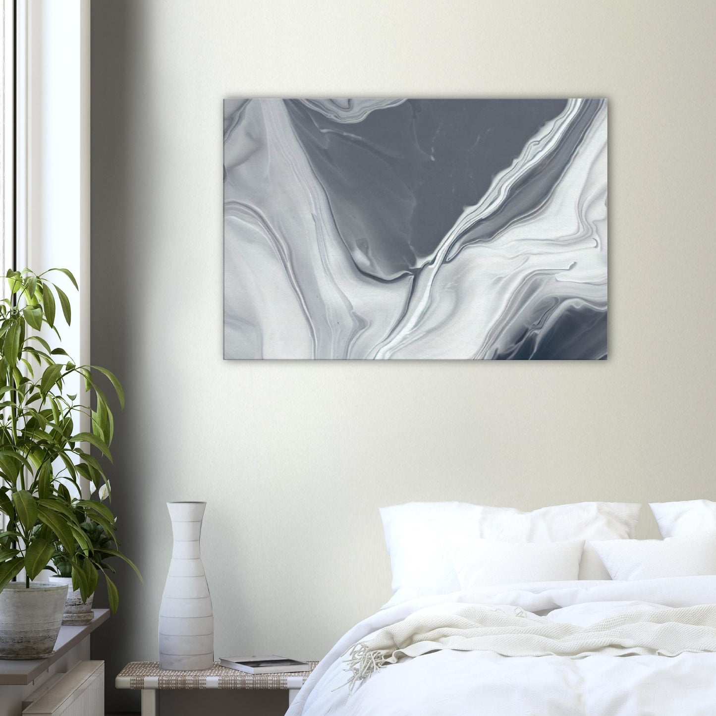 Abstract Grey & White Marble Wall Art
