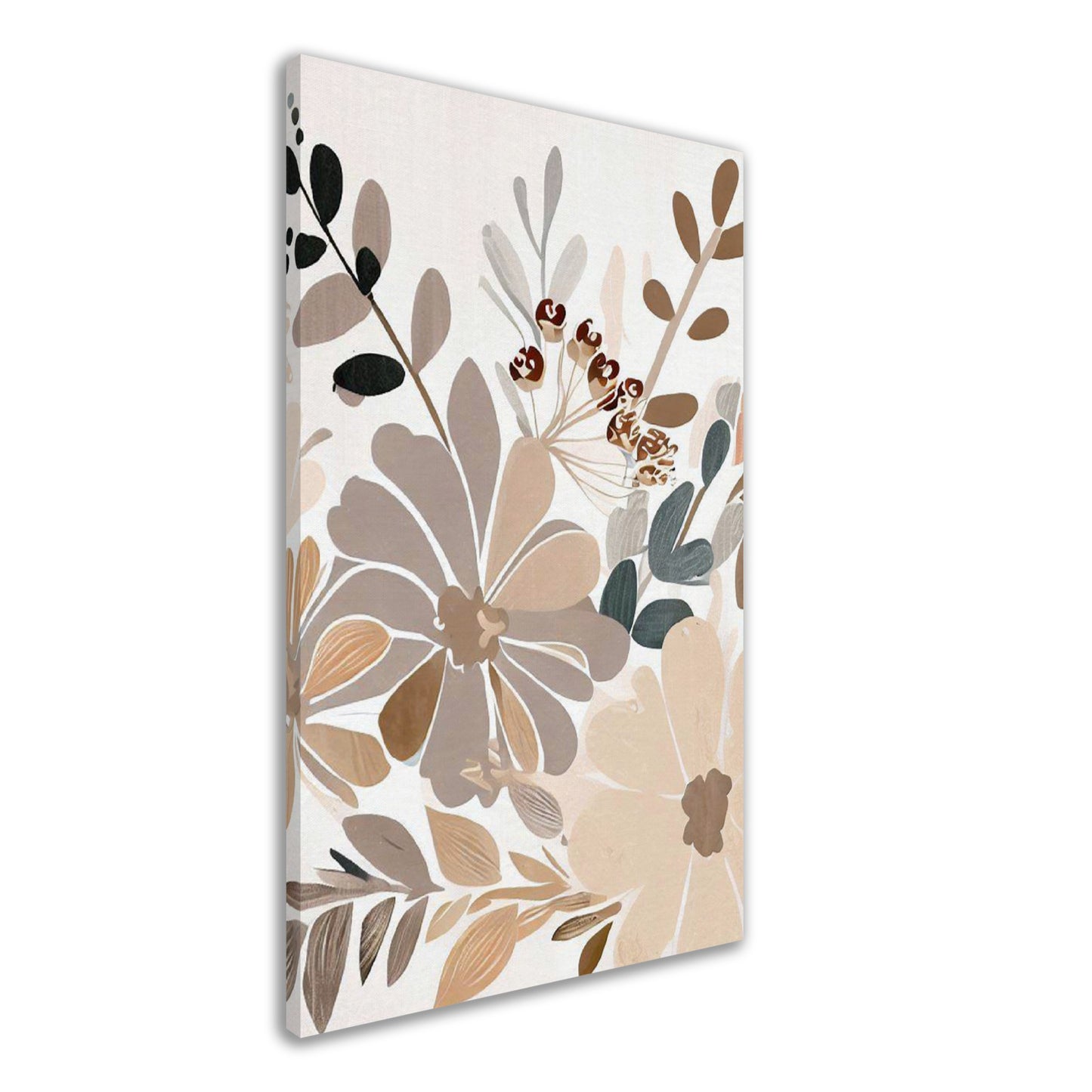 Boho Rustic Neutral Floral Wall Art