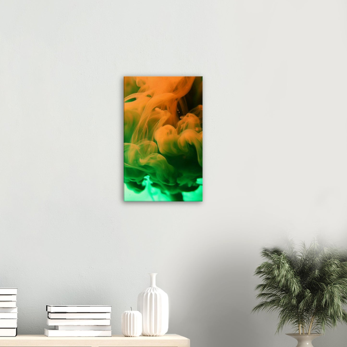 Green and Orange Ink In Water Wall Art