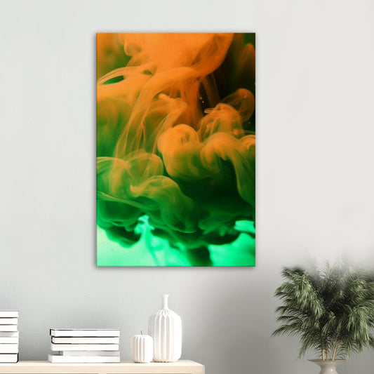 Green and Orange Ink In Water Wall Art