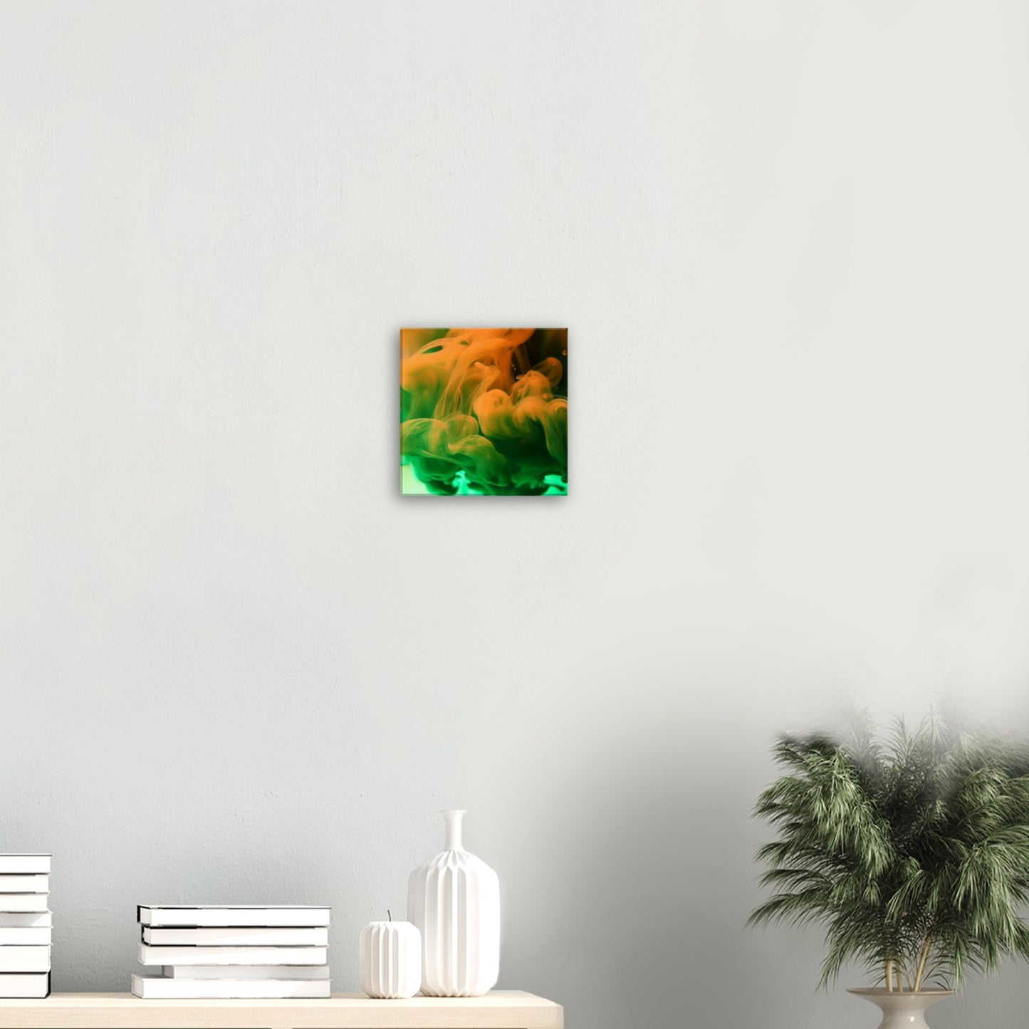 Green and Orange Ink In Water Wall Art