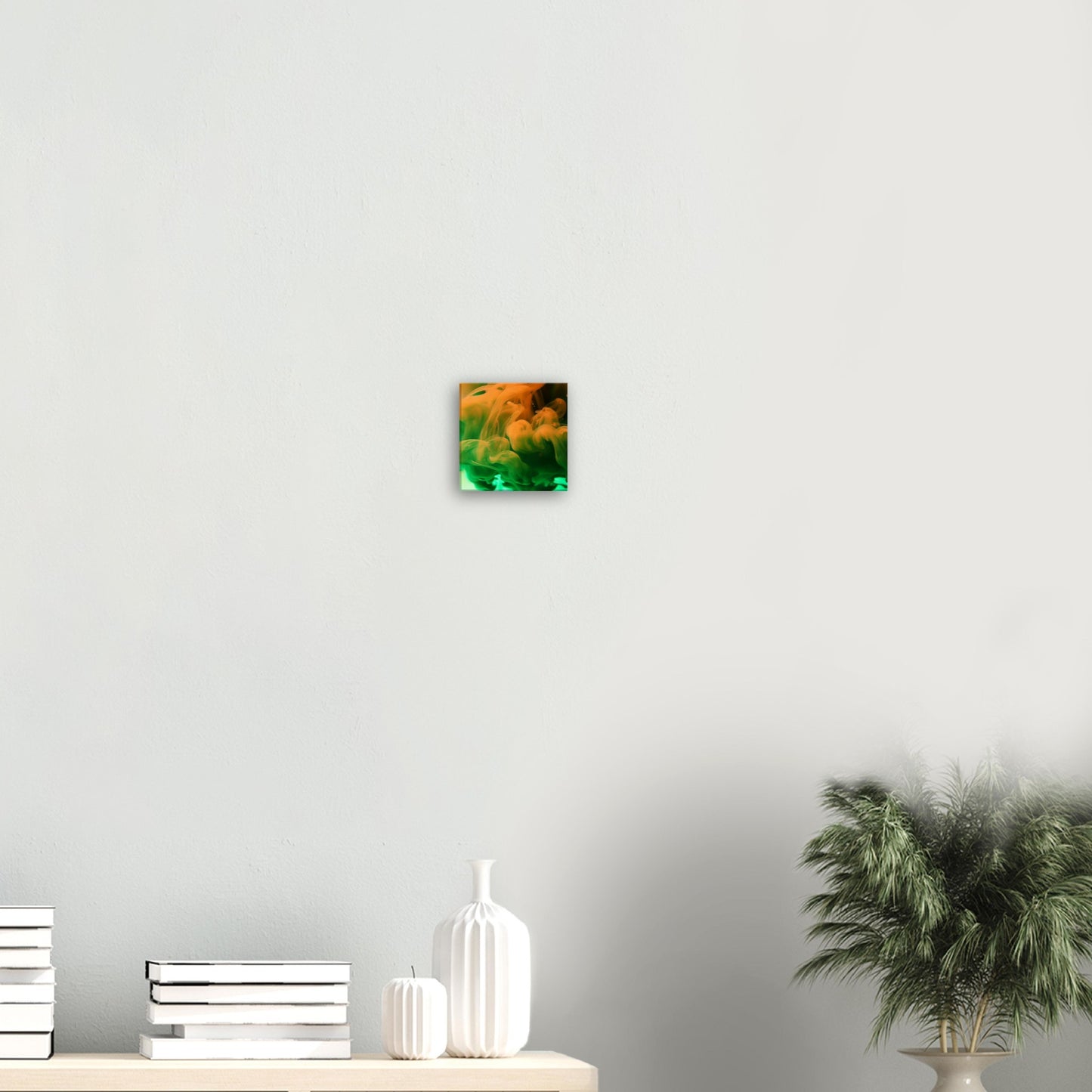 Green and Orange Ink In Water Wall Art